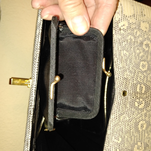 Vintage I Magnin Exotic Lizard Skin Purse with Coin Purse & Original Comb - Picture 6 of 10
